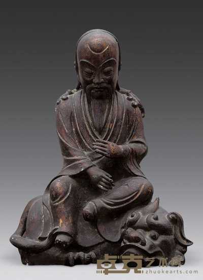 明代 漆金老子骑牛像 高59.5cm